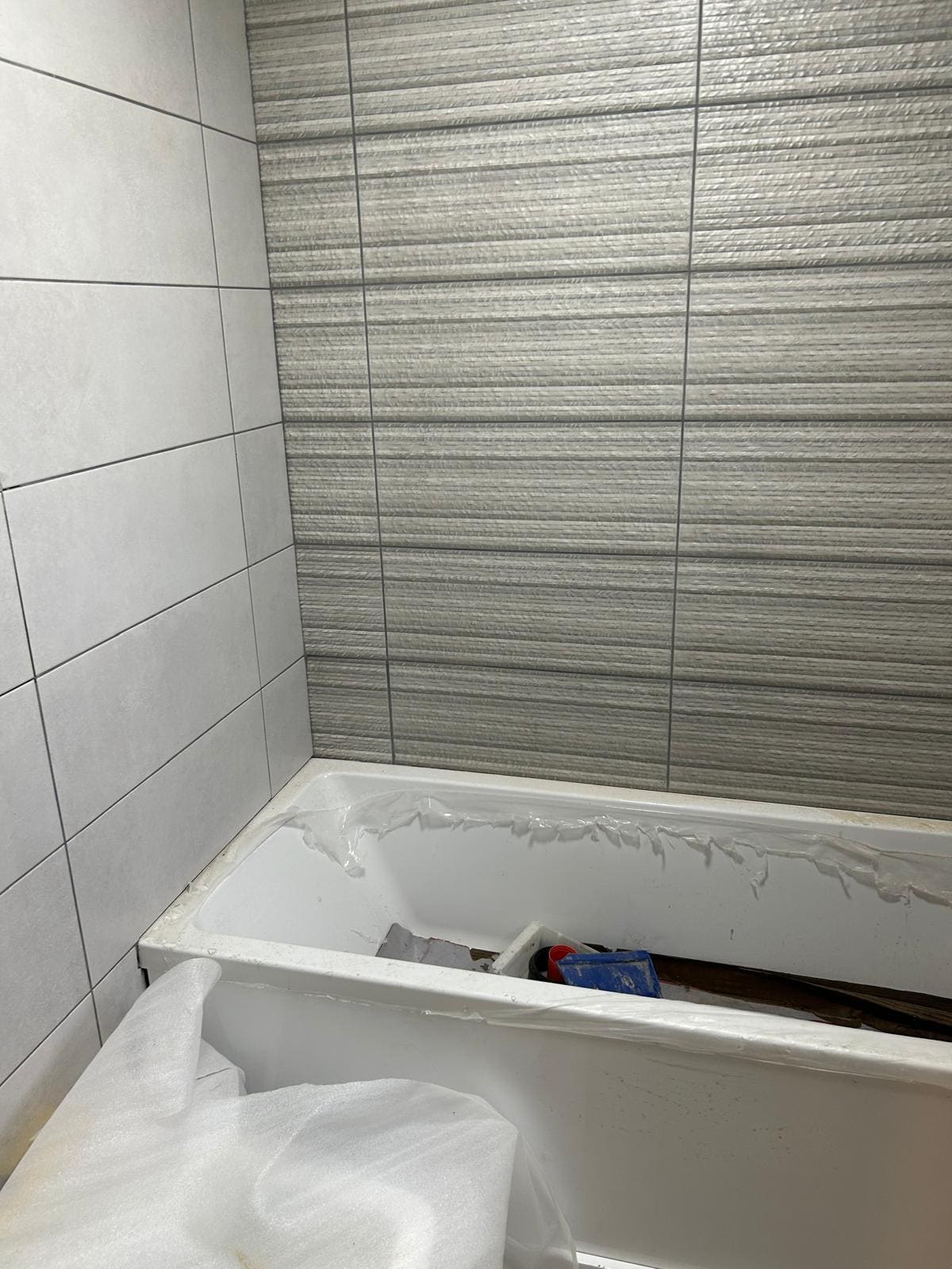 London bathroom renovation mid-installation with new suite being fitted